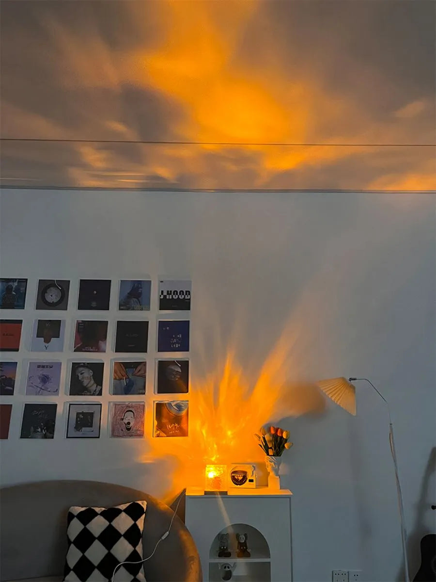 Dynamic Rotating Water Ripple Night Light